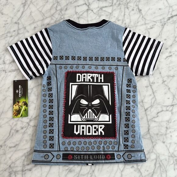 Kids Star Wars Darth Vader T-shirt Bubble Print Patch Sz 4 - Picture 4 of 5